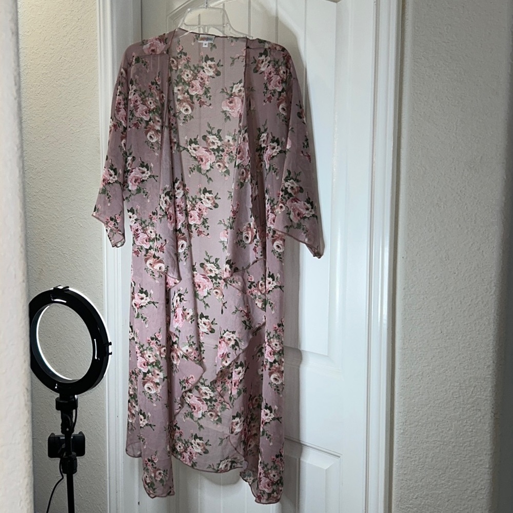 LulaRoe Maxi Floral Duster Cardigan with 3-4 Sleeves Size Medium